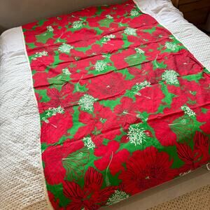 Ondine by Zuzek Key West Hand Print Fabric 2+ Yards Red Green Floral Christmas